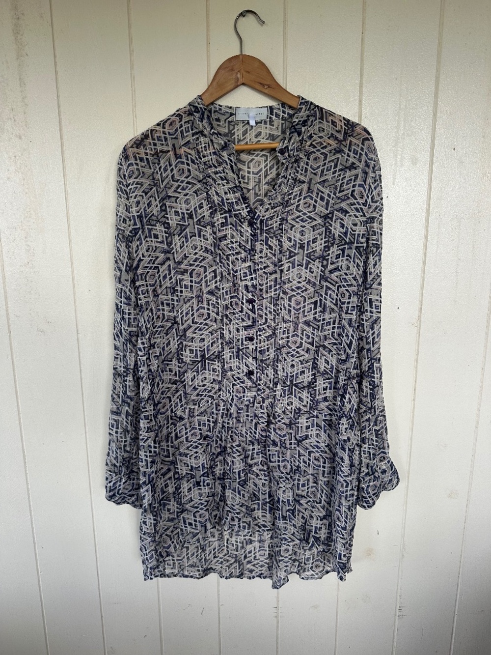 Rebecca Vallance Sheer Geometric Tunic Top Size 14